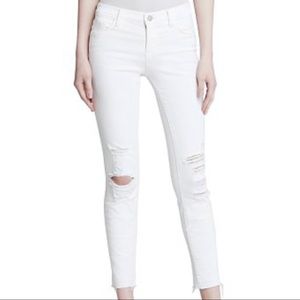 J Brand distressed skinny jeans in white/ aqua 🐋